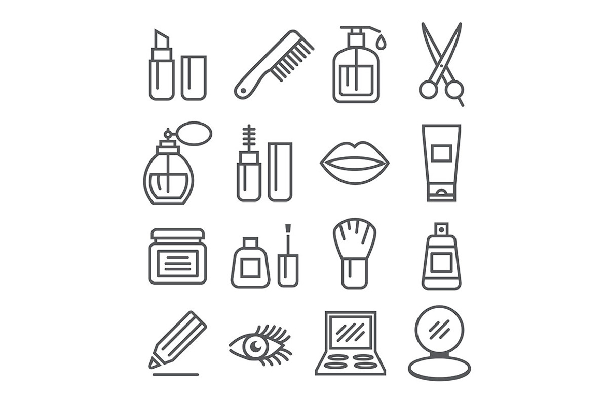 Cosmetics line icons, an Outline Icon by IhorZigor