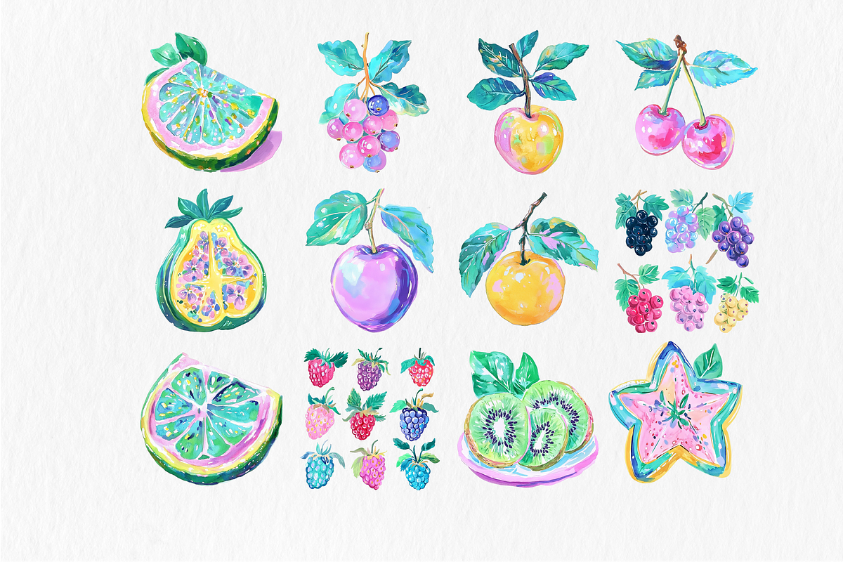 Fruit watercolor clipart PNG, an Illustration by Libby Wishes (Photo 3 of 7)