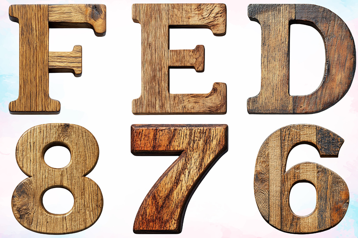 Watercolor Wooden Alphabet Clipart, an Illustration by Canvas Craft (Photo 5 of 5)