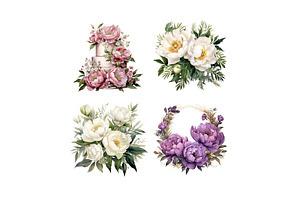 Watercolor Peony Clip Art