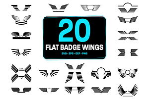 20 Flat Badge Wings, an Object Graphic by Pikgura