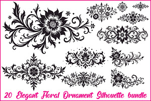 Vintage Flower Silhouette Pack, an Illustration by musafir_fashion