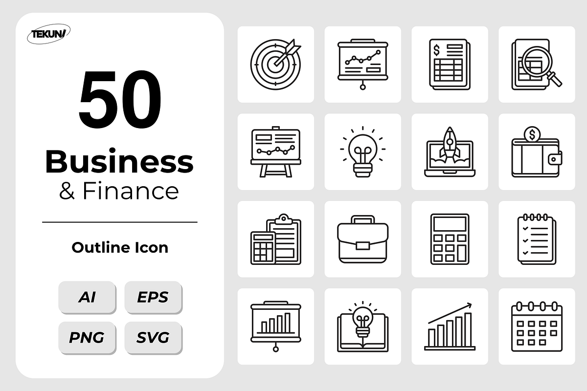 Business and Finance Icons, an Outline Icon by Tekuni (Photo 1 of 6)