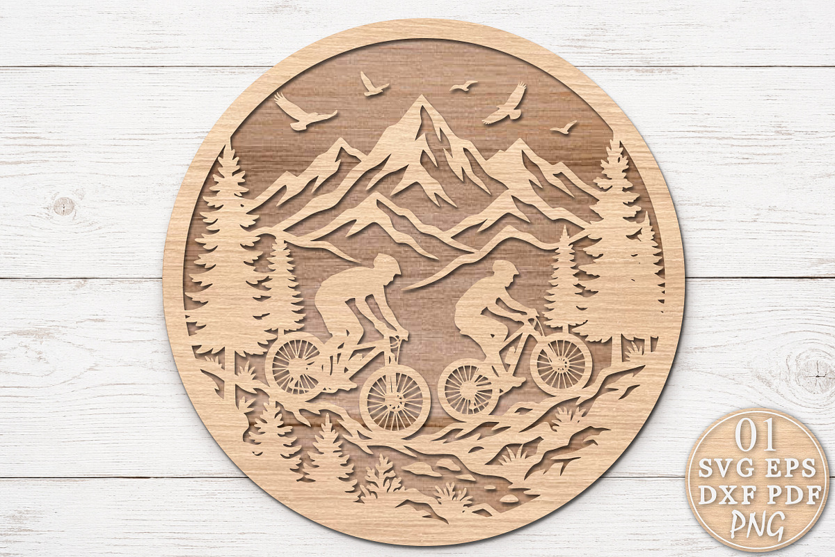 Mountain Biking Laser Cut SVG, an Object Graphic by Rose Art (Photo 1 of 3)
