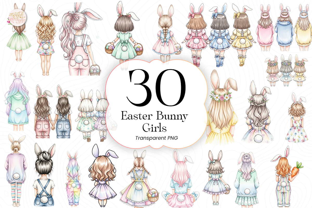 Easter Bunny Girls PNG Clipart., a Person Illustration by KennedyStudio (Photo 1 of 4)