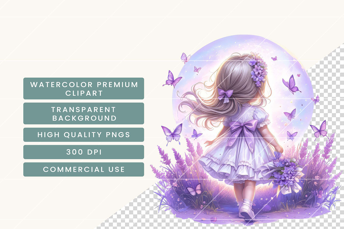 Violets Flower Gnome Girl Clipart, a Person Illustration by BusyDaydesign (Photo 6 of 8)