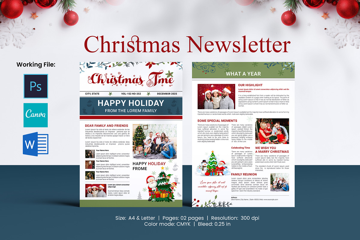 Christmas Newsletter Template, a Flyer Template by crazyOWL (Photo 1 of 3)