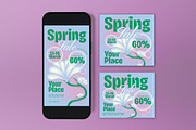 Blue Green Spring Sale Flyer Set, a Flyer Template by graphicook (Thumbnail 3 of 3)
