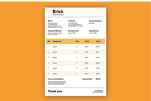 Construction Company Invoice Layout