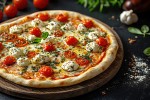 Delicious Pizza with Cherry Tomatoes, a Food & Drink Photo by Pixeness Studio