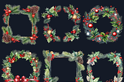 Watercolor Christmas Frames Clipart, an Illustration by GiraffeCreative (Thumbnail 5 of 9)