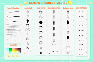 Cute Procreate Stamp, Panda Brushes