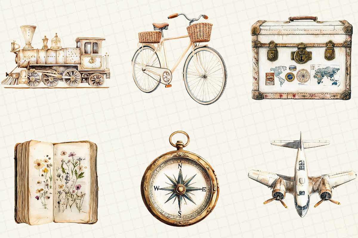 Antique Ivory Travel Clipart, an Illustration by OK Design (Photo 5 of 5)