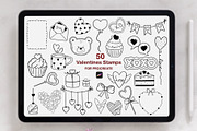 50 Valentine Procreate Stamps, a Brush Add-On by ArtGiftsStudio (Thumbnail 1 of 5)