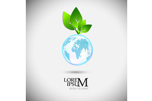 Logo object: globe and green leaves, an Illustration by Nenahliadava Design