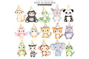 Safari Birthday Watercolor Clipart, an Illustration by CharmClipart (Thumbnail 2 of 8)