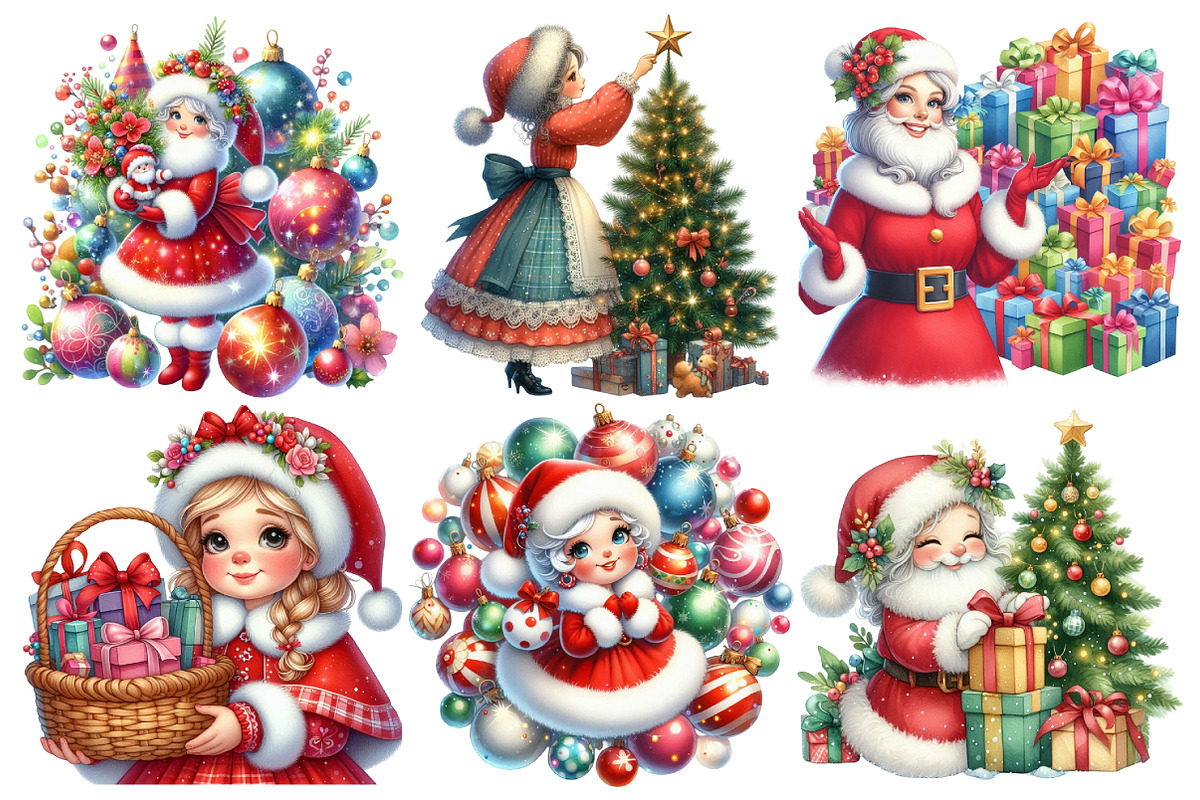 Cute Christmas Mrs Santa Claus PNG, an Illustration by Pixels.Craft (Photo 2 of 7)