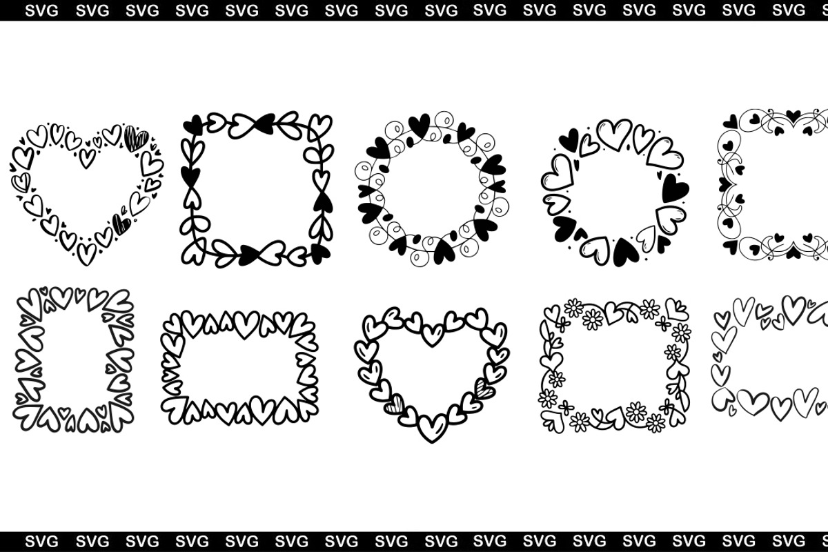 Hand-drawn heart frames SVG, an Object Graphic by SketchArtStudio