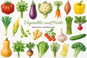 Vegetables Clipart Farm Kitchen PNG, a Food Illustration by SugarCloudStudioArt