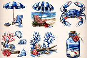 watercolor coastal clipart, an Illustration by GatewayDesign (Thumbnail 4 of 9)
