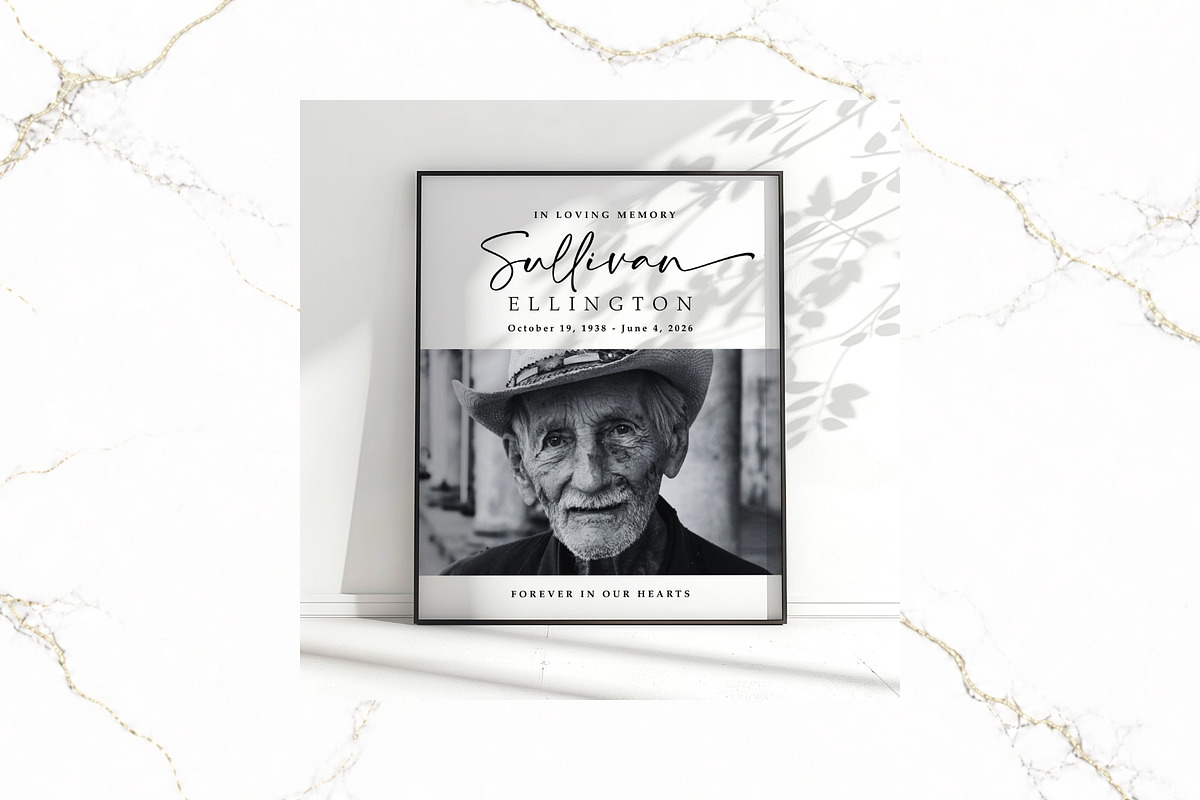 Funeral Welcome Sign B&W Canva FR003, a Poster Template by TyphoonStudio (Photo 4 of 8)