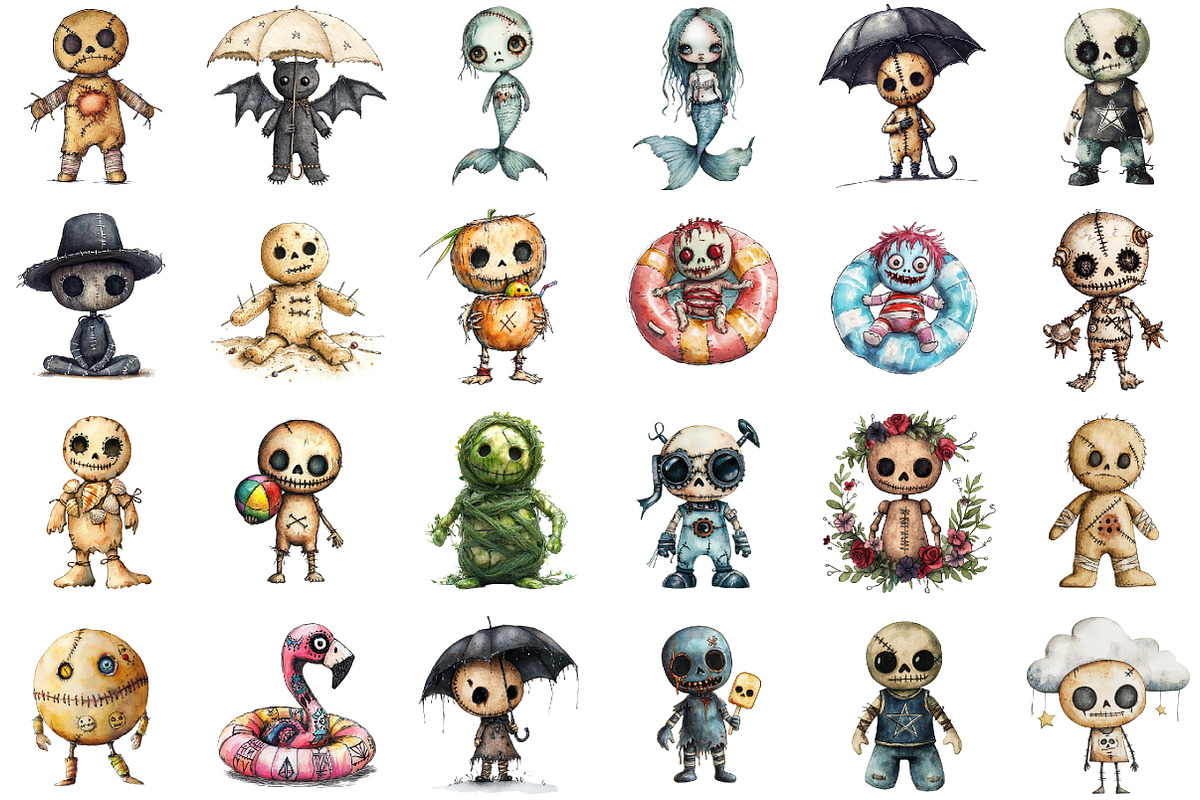 Summer Gothic Voodoo Doll Clipart Bu, an Illustration by Sublimation Artist (Photo 2 of 6)
