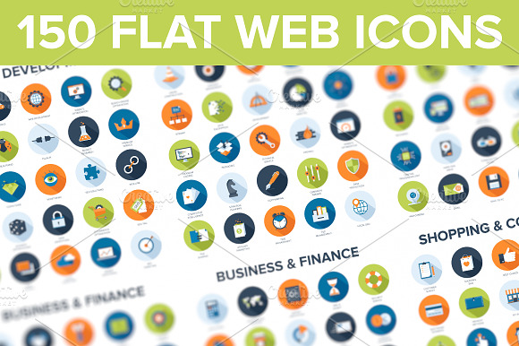 150 Long Shadow Web Icons