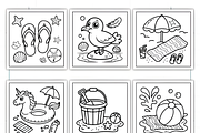 Bold Easy Cute Summer Coloring Pages, a Seasonal Illustration by Design Station (Thumbnail 3 of 4)