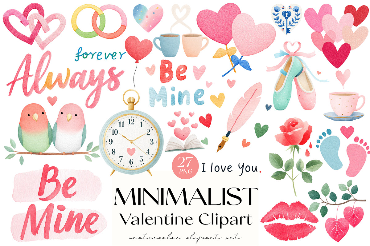 Minimalist Valentine Clipart, an Illustration by OK Design (Photo 1 of 6)
