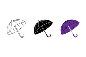 Minimalist umbrella icons in outline, an Object Illustration by GraphiShop