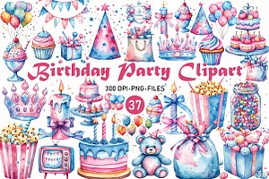 Watercolor Birthday Celebration PNG, a Seasonal Illustration by Designworld