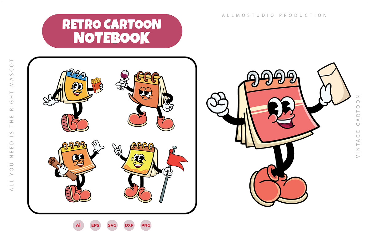 Notepad Mascot Characters, an Object Illustration by Allmostudio (Photo 3 of 5)