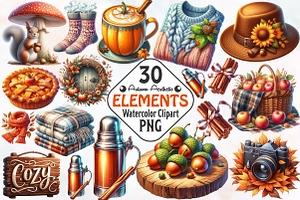 Autumn Aesthetic Elements Clipart, an Illustration by RobertsArt