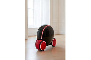 Futuristic Black and Red Robot Toy, a Technology Photo by Lermont51