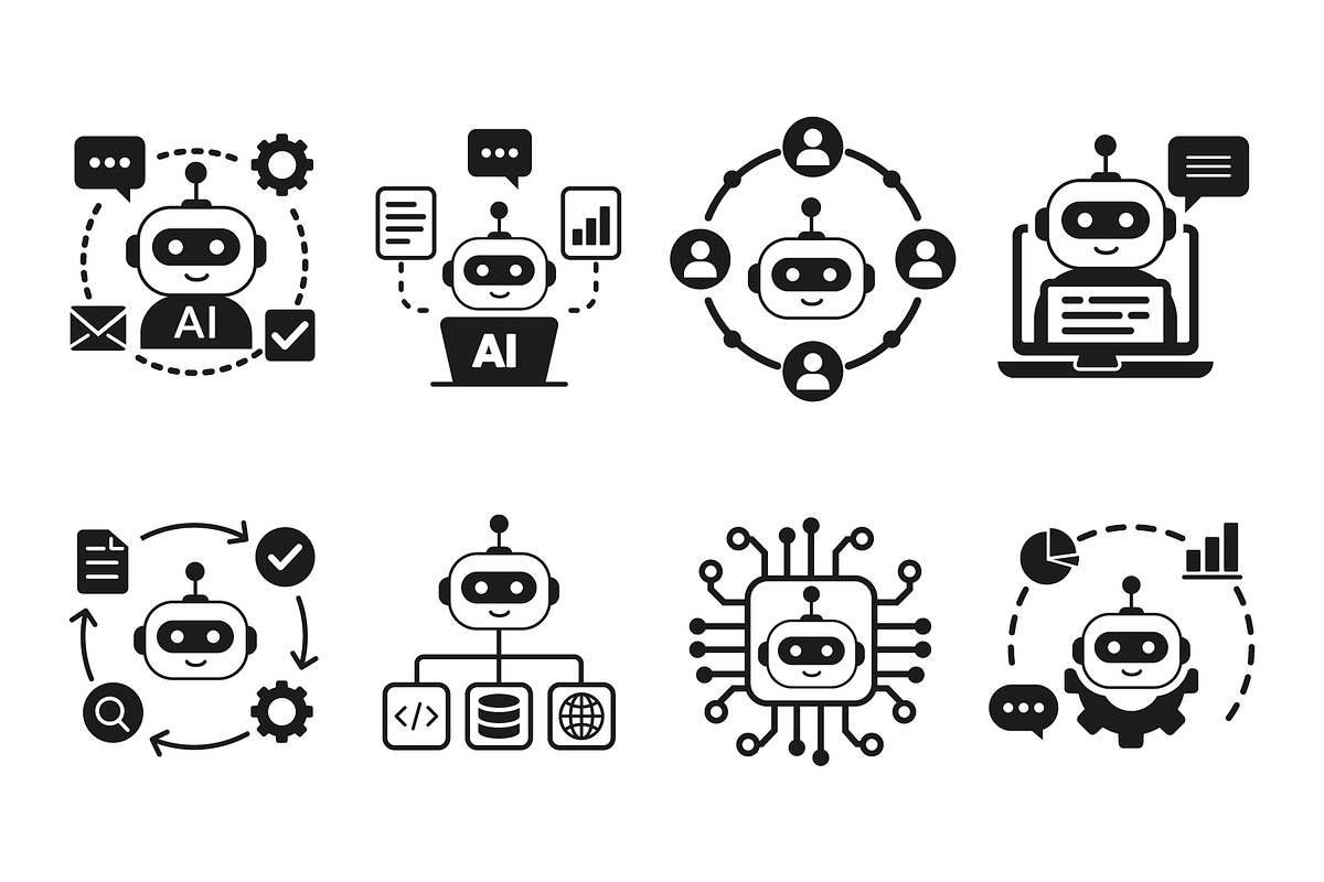 AI Robot Assistant Icons, a Solid Icon by Billah Hub (Photo 2 of 2)
