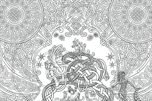 Viking Knotwork Dragon Coloring Page