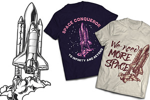 Spaceship T-shirt And Poster Labels