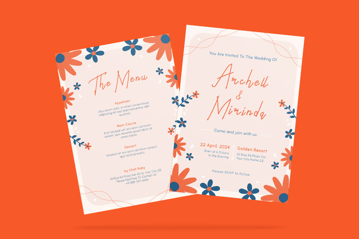 Flower Bloy Wedding Invitation, an Invitation Template by iDoodle Studio (Photo 3 of 3)