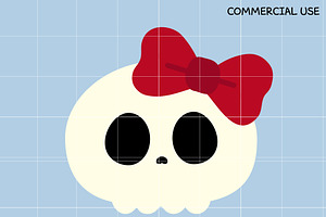 Cute Kawaii Skull with Bow SVG