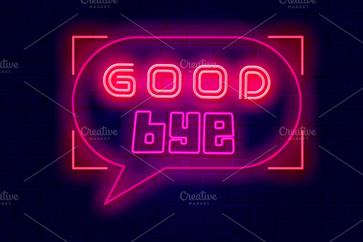 Good Bye Neon Sign PSD Editable Text, a Layer Style Add-On by TrueVector