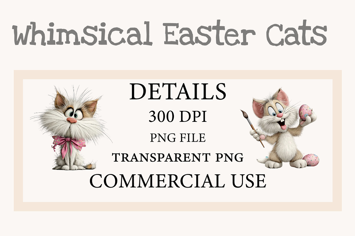 Whimsical Easter Cats clipart, an Illustration by Designworld (Photo 2 of 9)