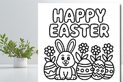 Happy Easter Bunny Coloring Book, an Animal Illustration by Design Zone (Thumbnail 2 of 5)