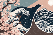 Japanese Cherry Blossom Wave Pattern, a Pattern Graphic by KA7-Designs (Thumbnail 7 of 11)
