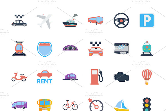 Transportation Icons Set.