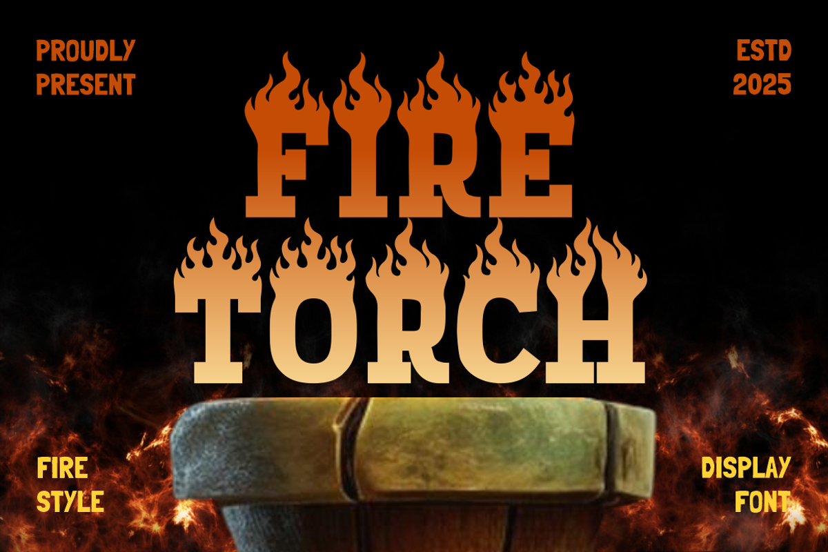 Fire Torch Flame Font, a Font by PutraCetol Studio (Photo 1 of 5)