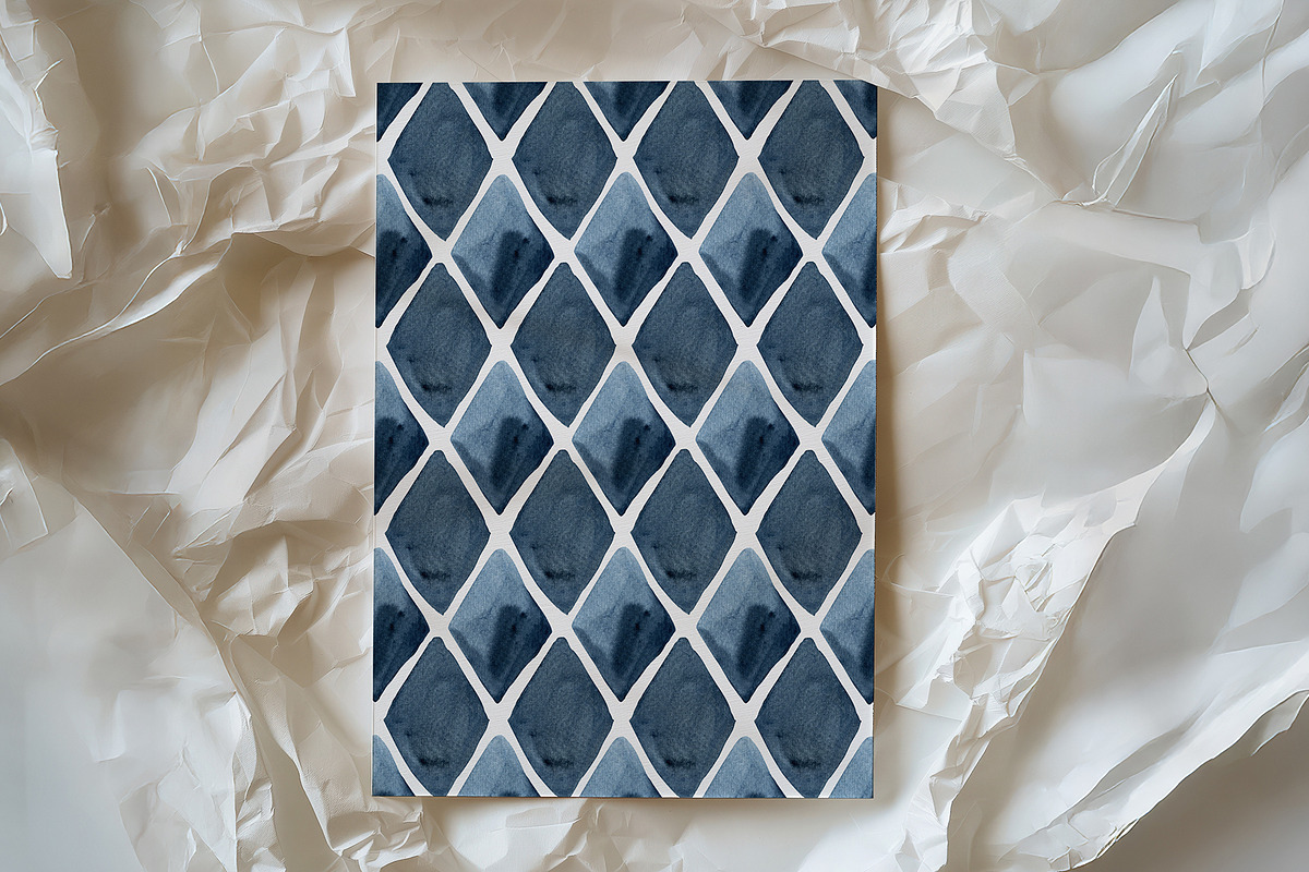 Indigo Watercolor Seamless Patterns, a Texture Illustration by YarovaArt (Photo 3 of 18)