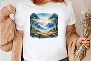 Watercolor Mountain Landscape, a Seasonal Illustration by CreationArt (Thumbnail 6 of 7)