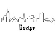 Boston Skyline Line Drawing, a Work Illustration by PageLightStudios (Thumbnail 2 of 2)