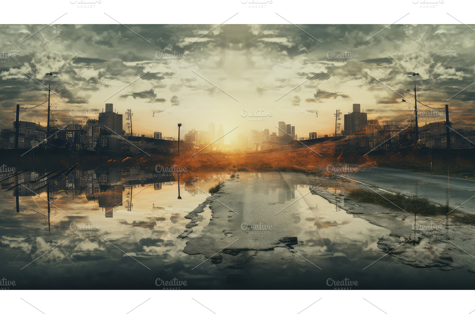 cityscape double exposure road ai, an Abstract Photo by pikepicture