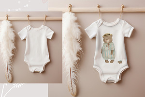 Baby Bodysuit Mockup PSD Set